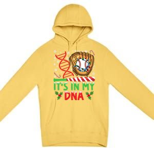 It’S In My Dna Baseball Christmas Lights Snowflakes Great Gift Premium Pullover Hoodie