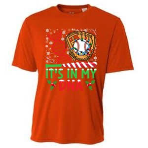 It’S In My Dna Baseball Christmas Lights Snowflakes Great Gift Cooling Performance Crew T-Shirt