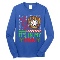 It’S In My Dna Baseball Christmas Lights Snowflakes Great Gift Long Sleeve Shirt