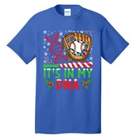 It’S In My Dna Baseball Christmas Lights Snowflakes Great Gift Tall T-Shirt