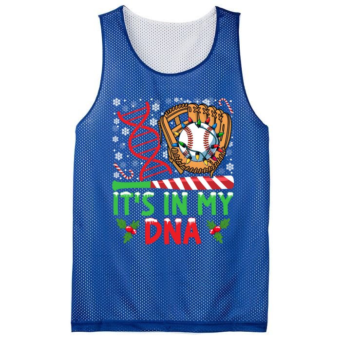 It’S In My Dna Baseball Christmas Lights Snowflakes Great Gift Mesh Reversible Basketball Jersey Tank