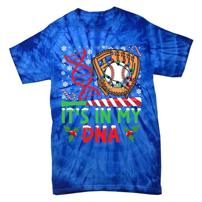 It’S In My Dna Baseball Christmas Lights Snowflakes Great Gift Tie-Dye T-Shirt