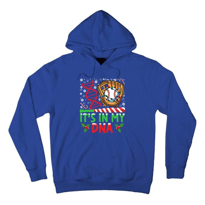 It’S In My Dna Baseball Christmas Lights Snowflakes Great Gift Tall Hoodie