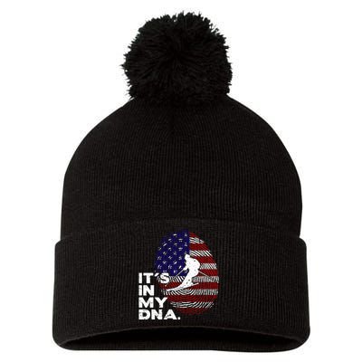 Its In My DNA American Flag Jet Ski Lover Gift For Skier Pom Pom 12in Knit Beanie