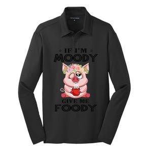 If IM Moody Give Me Foody Funny Perfect Gift Silk Touch Performance Long Sleeve Polo