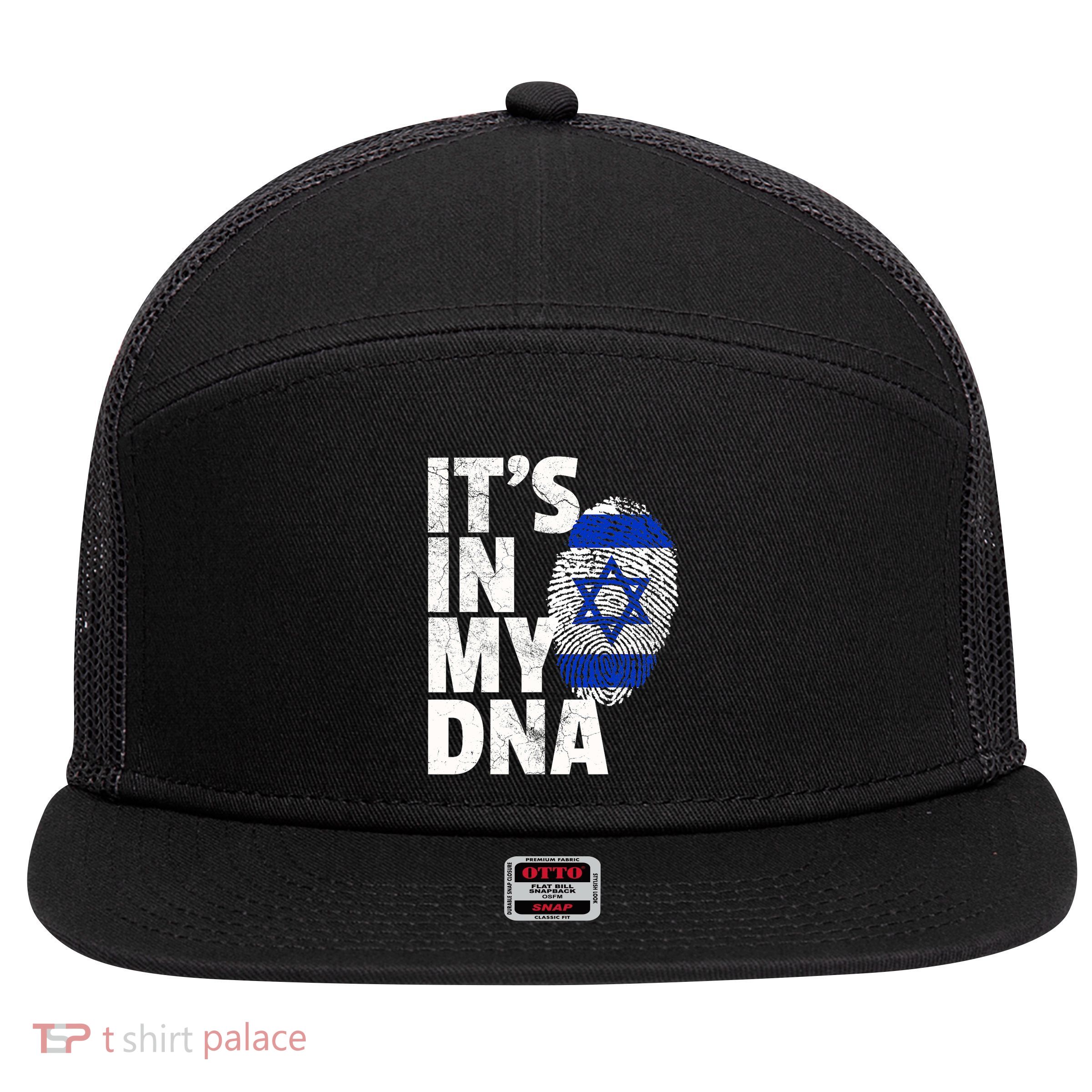 It's In My Dna Israeli Israel Flag National Pride Roots Gift 7 Panel Mesh Trucker Snapback Hat