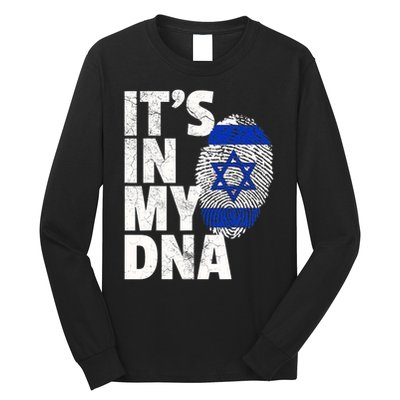 It's In My Dna Israeli Israel Flag National Pride Roots Gift Long Sleeve Shirt