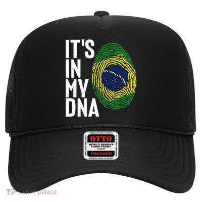 It's In My DNA Brazil Flag Jersey Brazil National Pride High Crown Mesh Back Trucker Hat