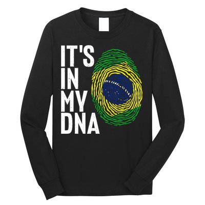 It's In My DNA Brazil Flag Jersey Brazil National Pride Long Sleeve Shirt