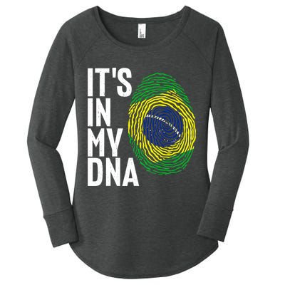 It's In My DNA Brazil Flag Jersey Brazil National Pride Women's Perfect Tri Tunic Long Sleeve Shirt