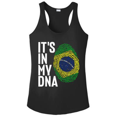 It's In My DNA Brazil Flag Jersey Brazil National Pride Ladies PosiCharge Competitor Racerback Tank