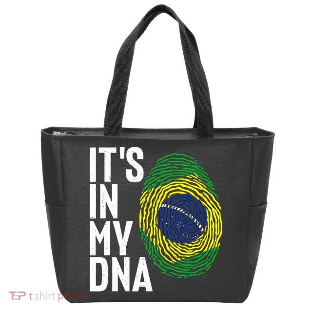 It's In My DNA Brazil Flag Jersey Brazil National Pride Zip Tote Bag