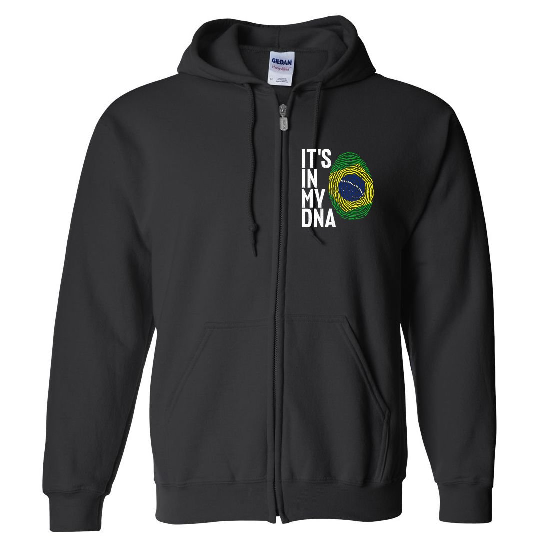 It's In My DNA Brazil Flag Jersey Brazil National Pride Full Zip Hoodie