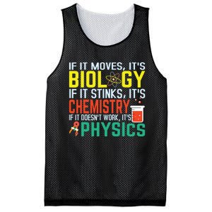 If It Moves Its Biology Stinks Chemistry Funny Mesh Reversible Basketball Jersey Tank