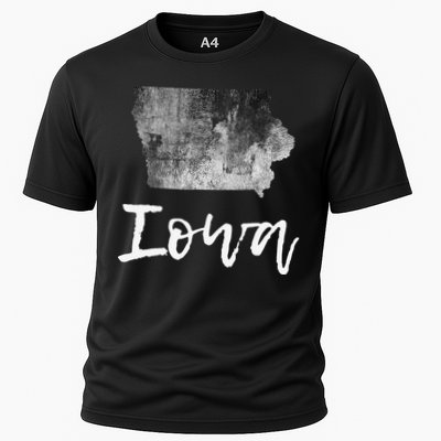 Iowa IA Map Grunge Vintage Graphic Home State Performance Shirt