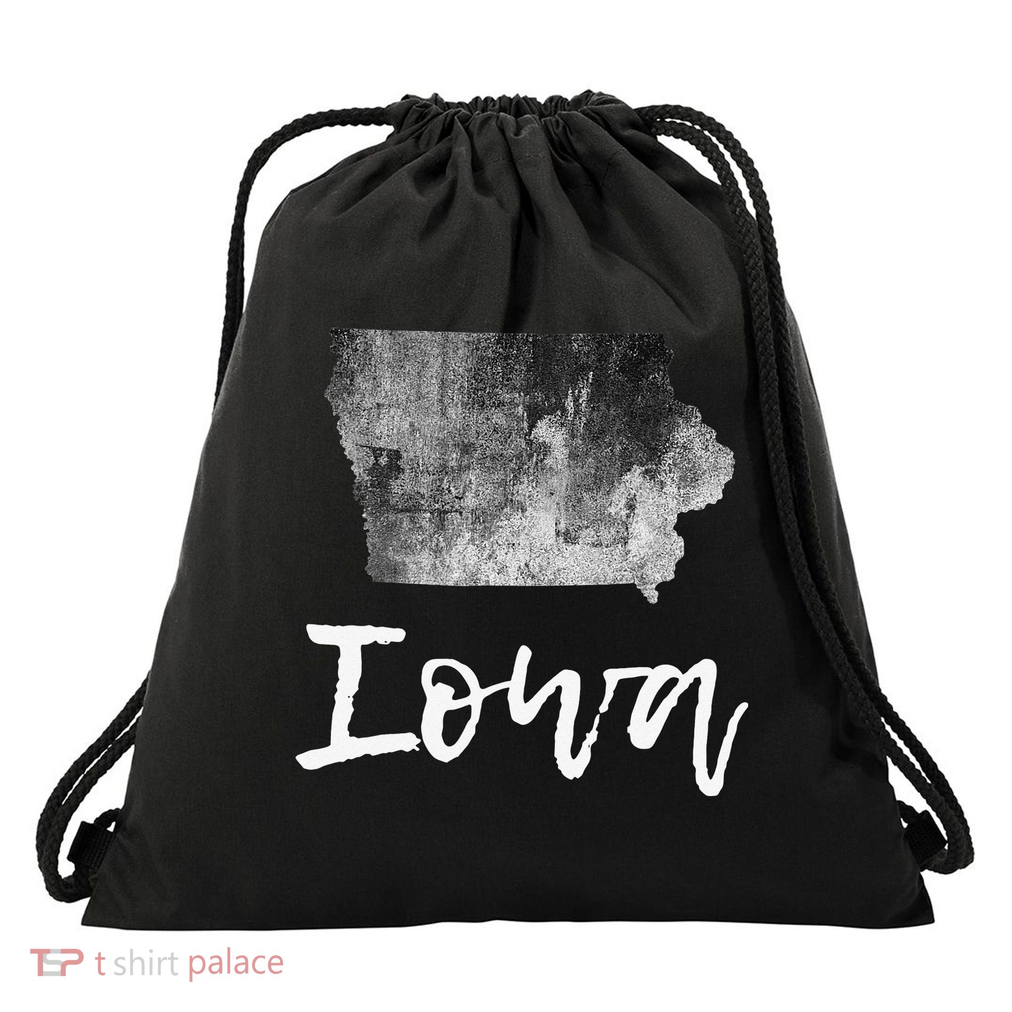 Iowa IA Map Grunge Vintage Graphic Home State Drawstring Bag