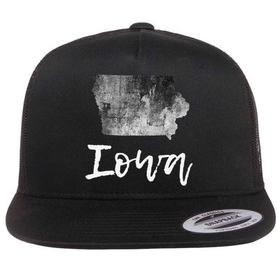 Iowa IA Map Grunge Vintage Graphic Home State Flatbill Hat