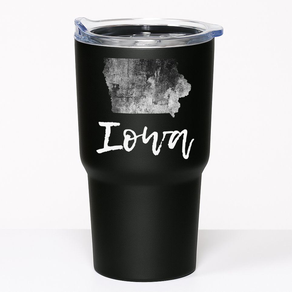 Iowa IA Map Grunge Vintage Graphic Home State Tumbler