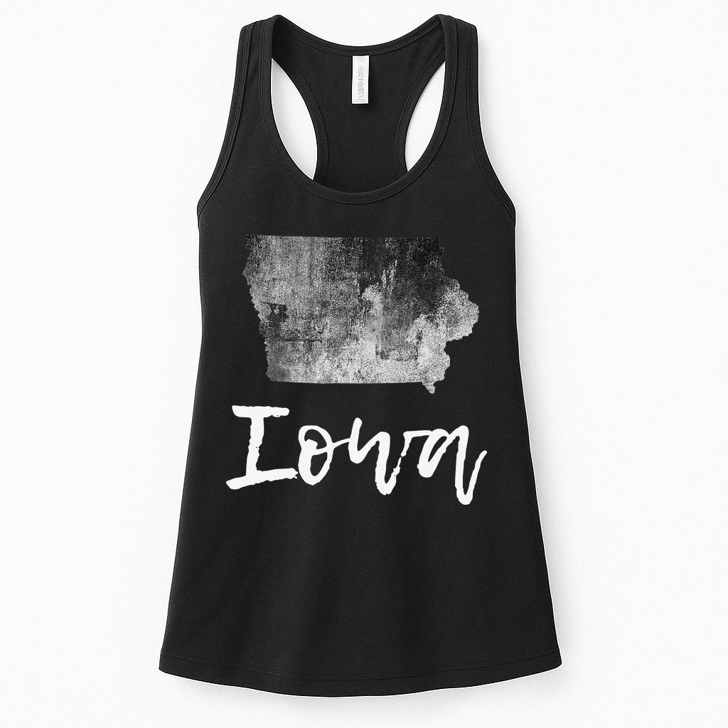 Iowa IA Map Grunge Vintage Graphic Home State Womens Tank Top