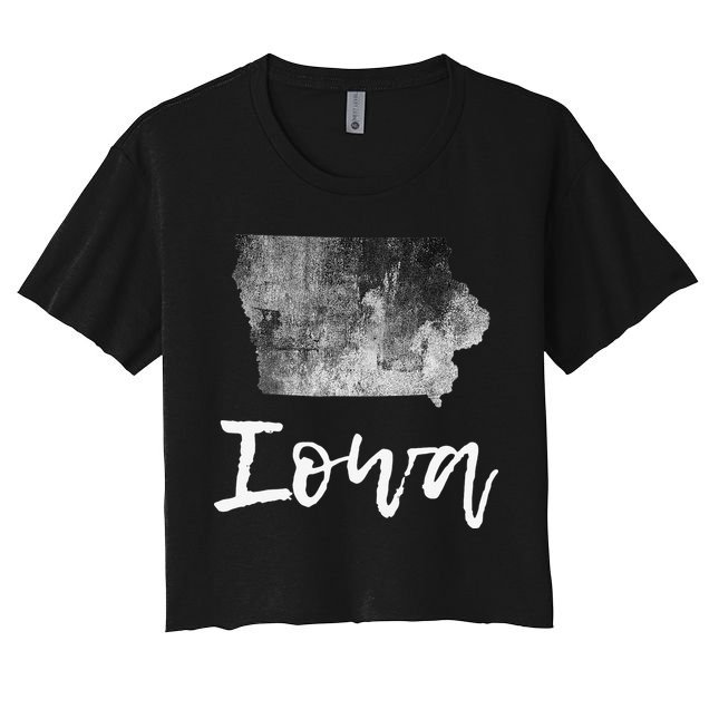 Iowa IA Map Grunge Vintage Graphic Home State Crop Top