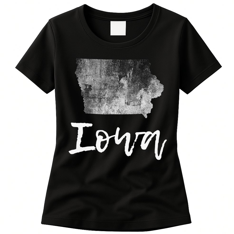 Iowa IA Map Grunge Vintage Graphic Home State Womens T-Shirt