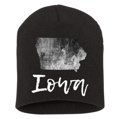 Iowa IA Map Grunge Vintage Graphic Home State Short Acrylic Beanie