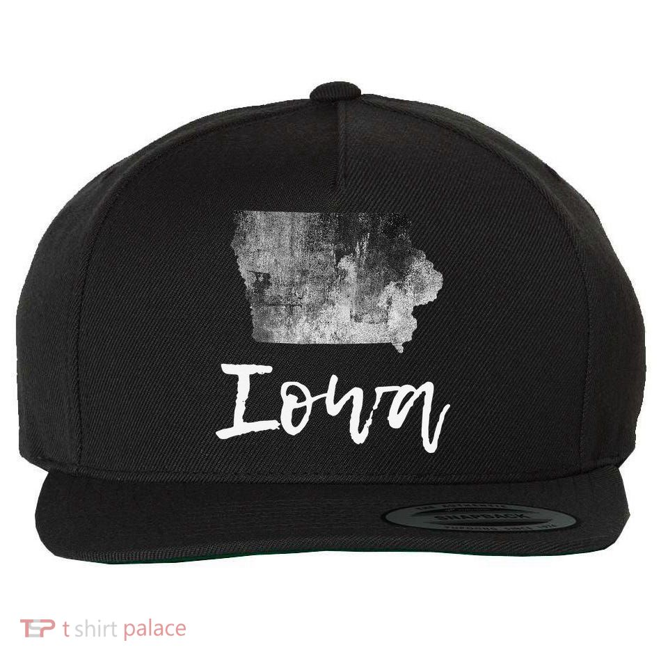 Iowa IA Map Grunge Vintage Graphic Home State Wool Snapback Cap