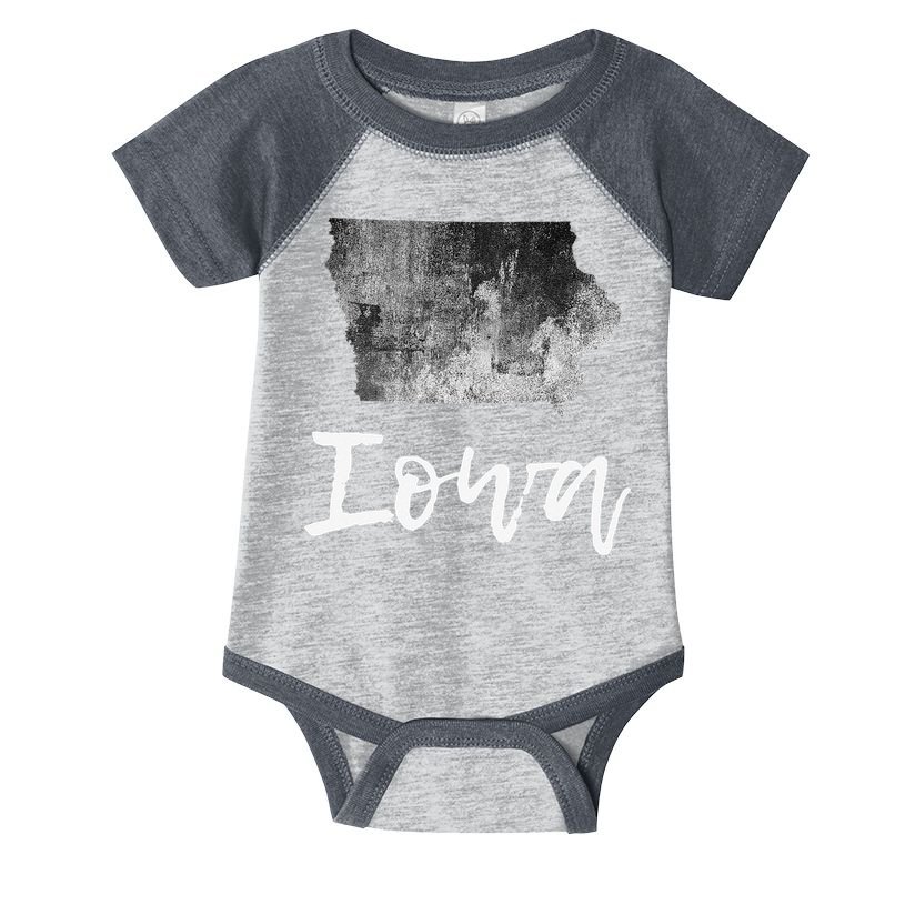 Iowa IA Map Grunge Vintage Graphic Home State Infant Baby Jersey Bodysuit