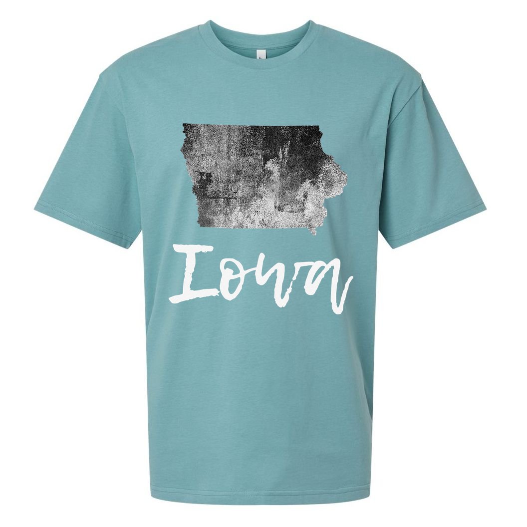 Iowa IA Map Grunge Vintage Graphic Home State Sueded Cloud Jersey T-Shirt