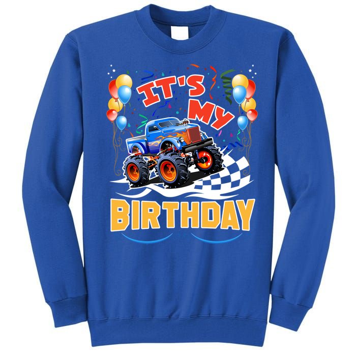 It Is My Birthday Boy Monster Truck Car Party Day Kids Cute Gift Tall Sweatshirt