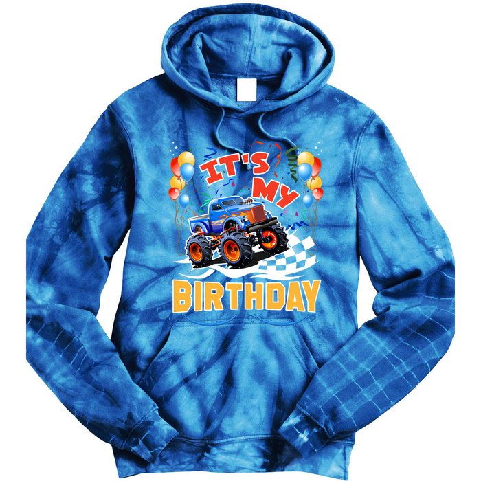 It Is My Birthday Boy Monster Truck Car Party Day Kids Cute Gift Tie Dye Hoodie