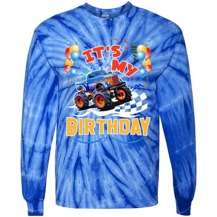 It Is My Birthday Boy Monster Truck Car Party Day Kids Cute Gift Tie-Dye Long Sleeve Shirt