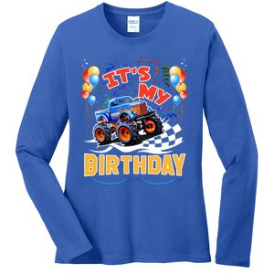 It Is My Birthday Boy Monster Truck Car Party Day Kids Cute Gift Ladies Long Sleeve Shirt