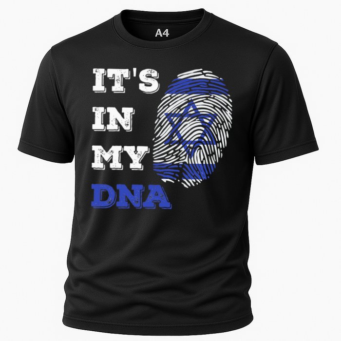 ItS In My Dna Israel Flag Fingerprint Israeli Patriotic Cooling Performance Crew T-Shirt