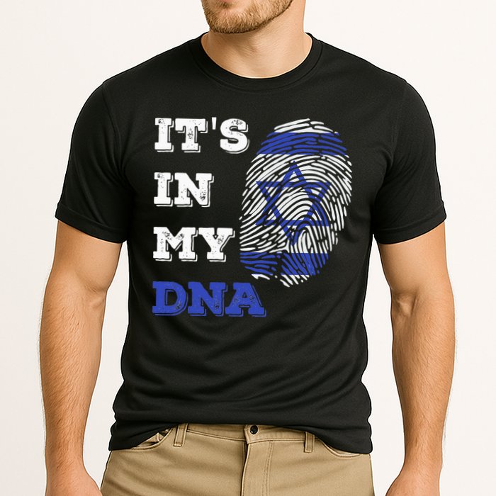 ItS In My Dna Israel Flag Fingerprint Israeli Patriotic Cooling Performance Crew T-Shirt