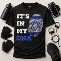ItS In My Dna Israel Flag Fingerprint Israeli Patriotic Cooling Performance Crew T-Shirt