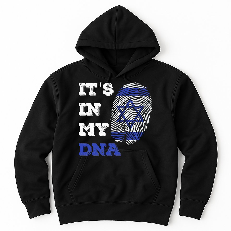ItS In My Dna Israel Flag Fingerprint Israeli Patriotic Hoodie