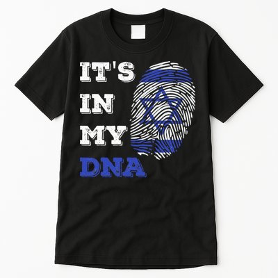 ItS In My Dna Israel Flag Fingerprint Israeli Patriotic Tall T-Shirt