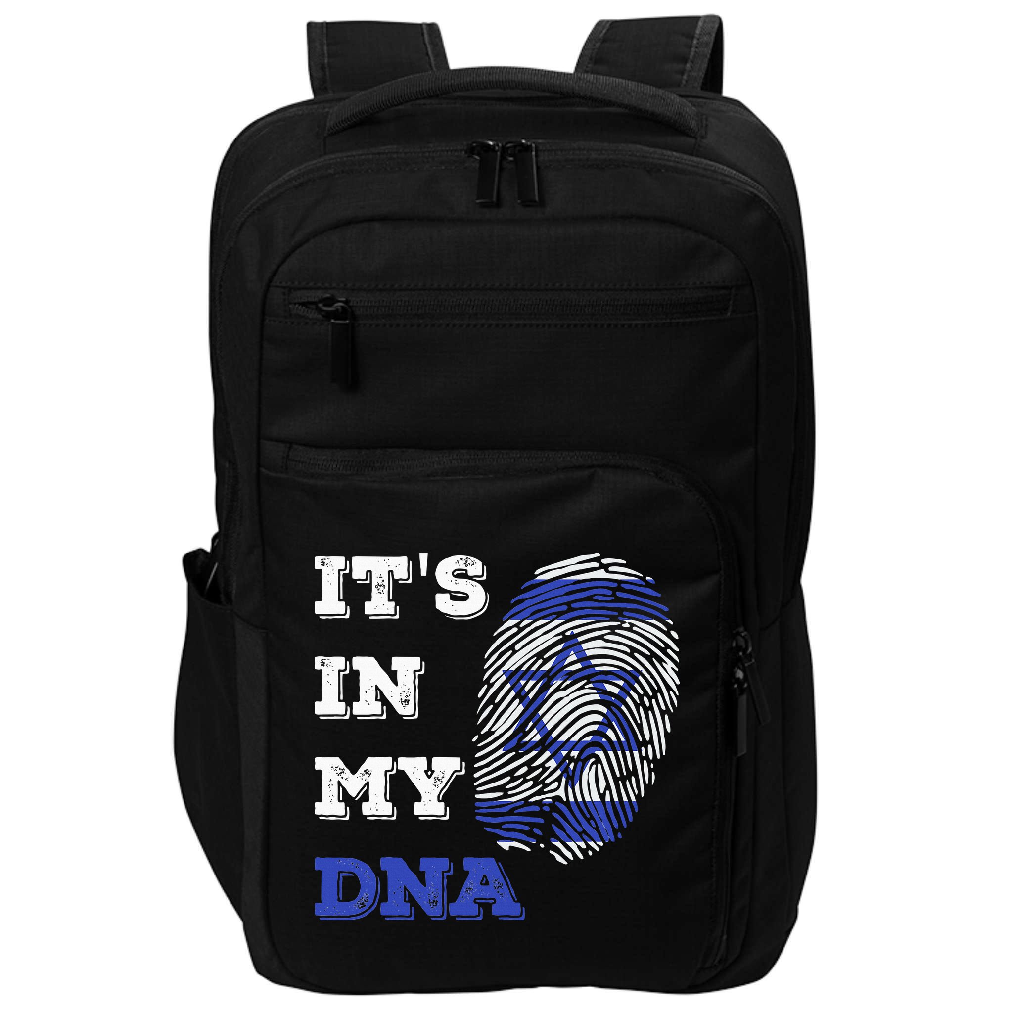 ItS In My Dna Israel Flag Fingerprint Israeli Patriotic Impact Tech Backpack