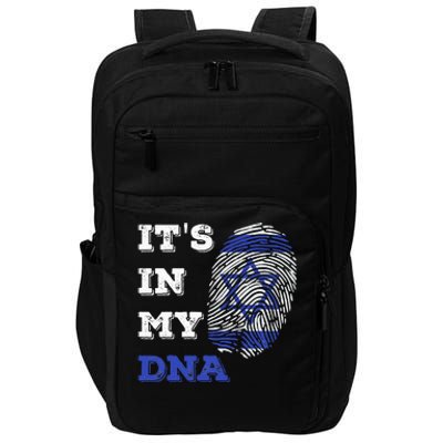 ItS In My Dna Israel Flag Fingerprint Israeli Patriotic Impact Tech Backpack