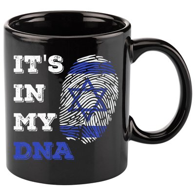 ItS In My Dna Israel Flag Fingerprint Israeli Patriotic 11oz C Handle Ceramic Mug