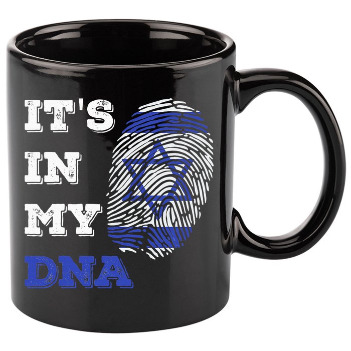 ItS In My Dna Israel Flag Fingerprint Israeli Patriotic 11oz C Handle Ceramic Mug