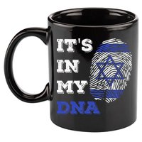 ItS In My Dna Israel Flag Fingerprint Israeli Patriotic 11oz C Handle Ceramic Mug
