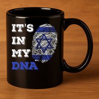 ItS In My Dna Israel Flag Fingerprint Israeli Patriotic 11oz C Handle Ceramic Mug