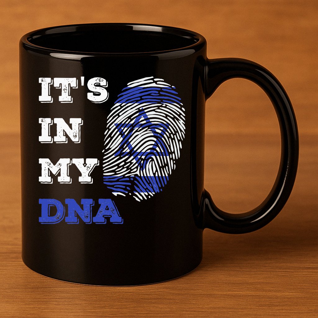 ItS In My Dna Israel Flag Fingerprint Israeli Patriotic 11oz C Handle Ceramic Mug
