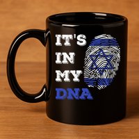 ItS In My Dna Israel Flag Fingerprint Israeli Patriotic 11oz C Handle Ceramic Mug