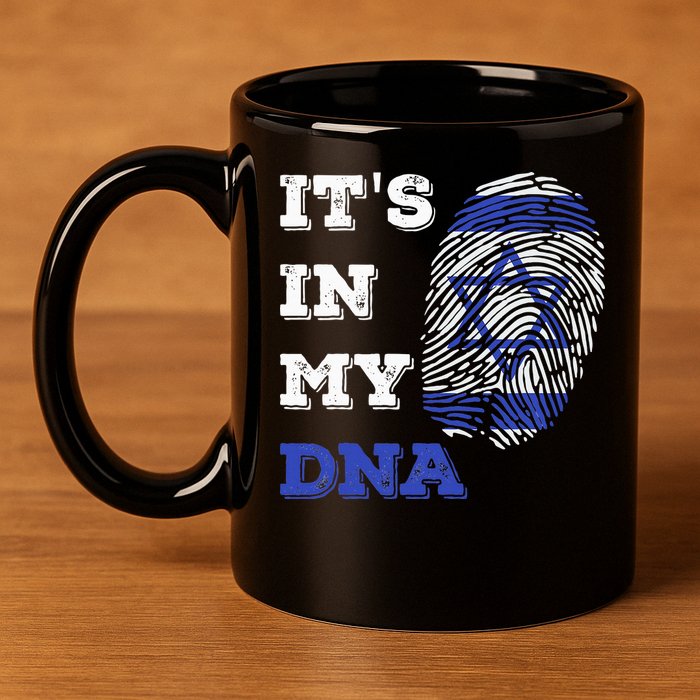 ItS In My Dna Israel Flag Fingerprint Israeli Patriotic 11oz C Handle Ceramic Mug