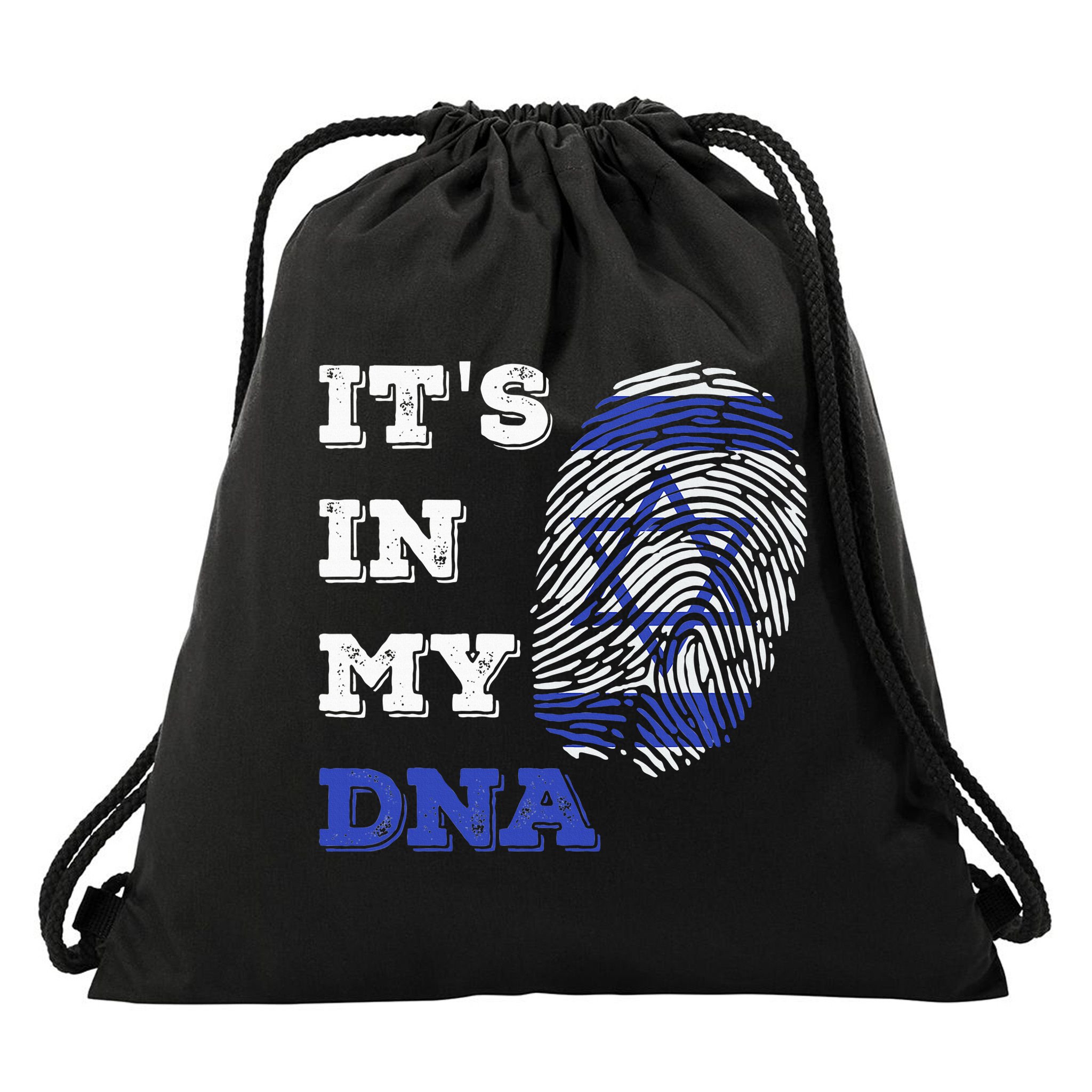 ItS In My Dna Israel Flag Fingerprint Israeli Patriotic Drawstring Bag