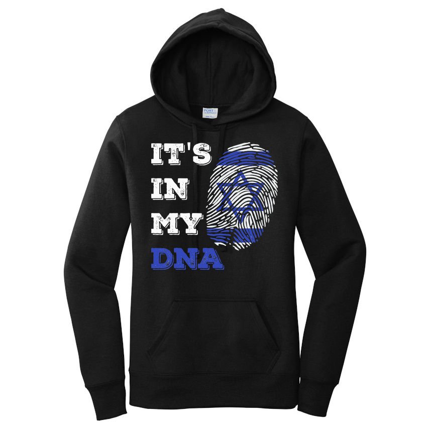 ItS In My Dna Israel Flag Fingerprint Israeli Patriotic Women's Pullover Hoodie