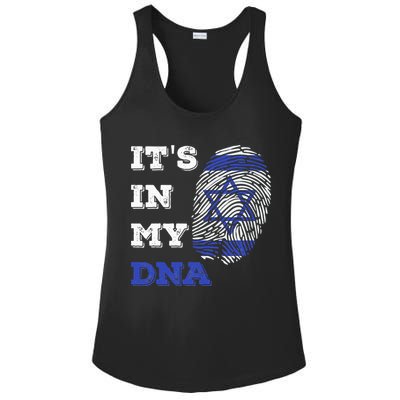 ItS In My Dna Israel Flag Fingerprint Israeli Patriotic Ladies PosiCharge Competitor Racerback Tank